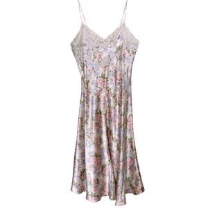 Vintage VICTORIA'S SECRET Gold Label Pink Floral Satin Lace Front Nightgown ~SM